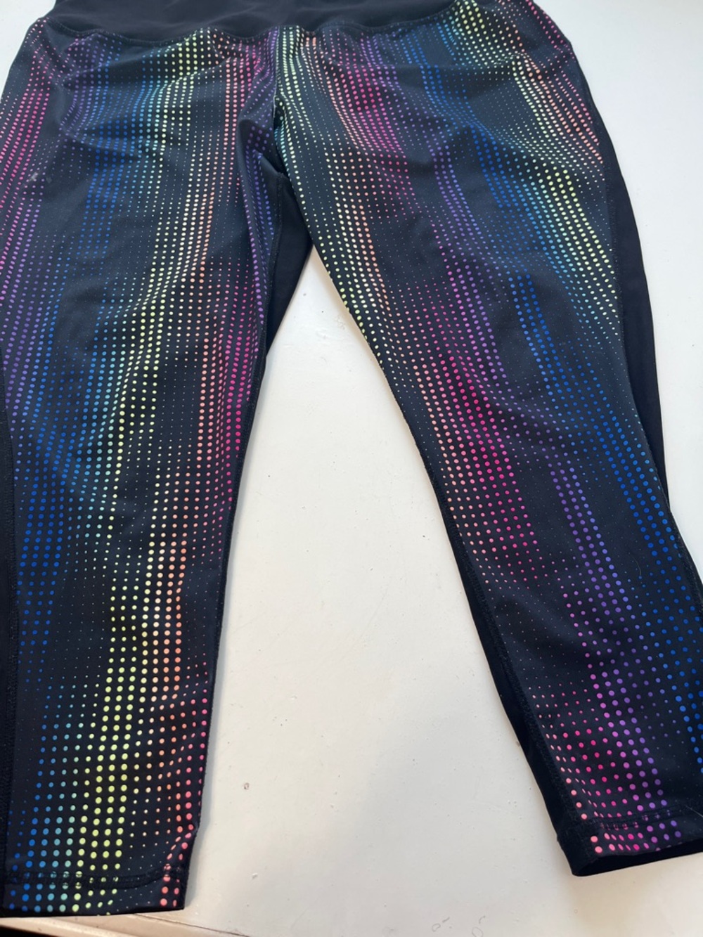 Xersion 2X Rainbow Dotted Elastic Waist Pull On Cropped Leggings - Picture 3 of 5